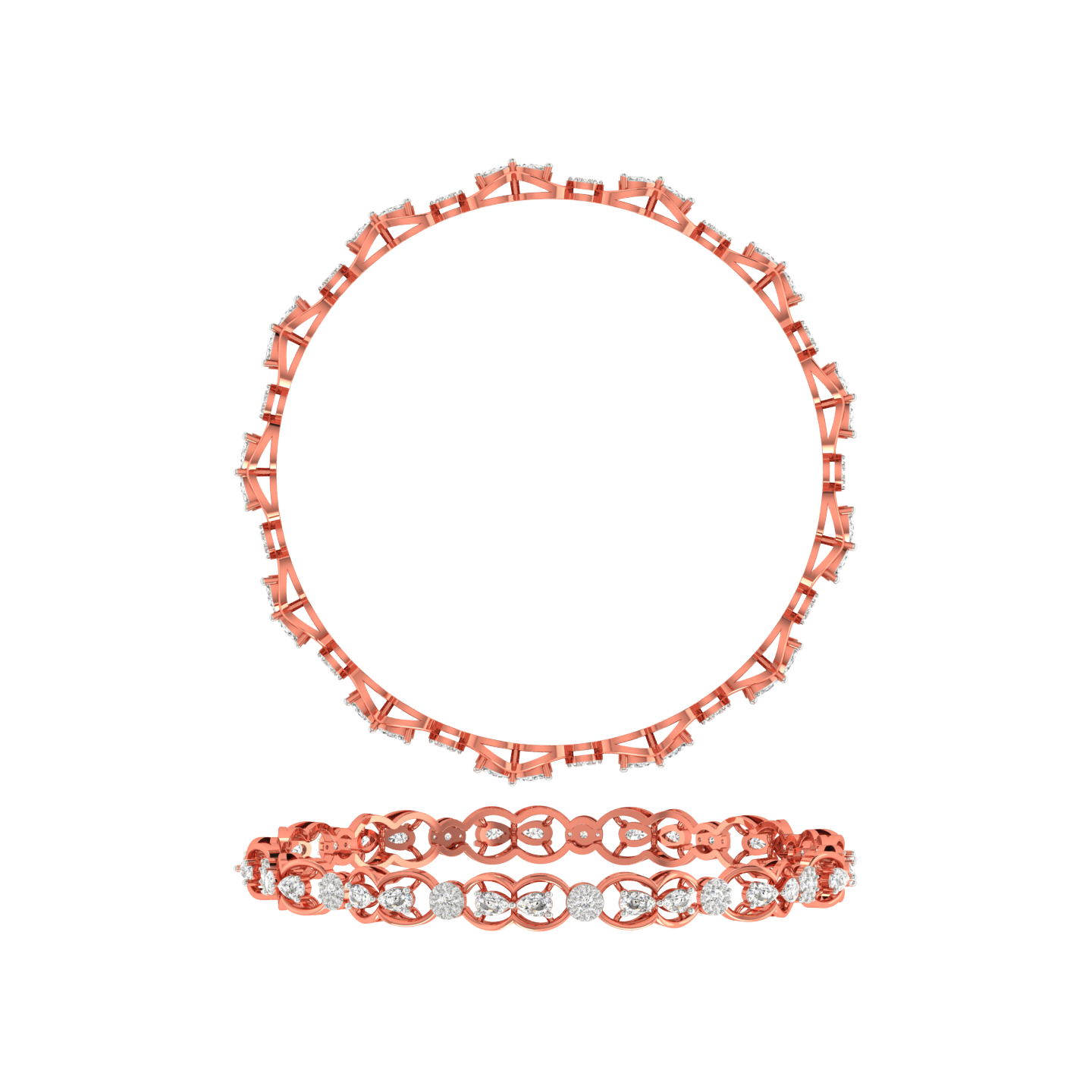 Diamond Star Bangle Set - Natural Diamond Gold Jewelry