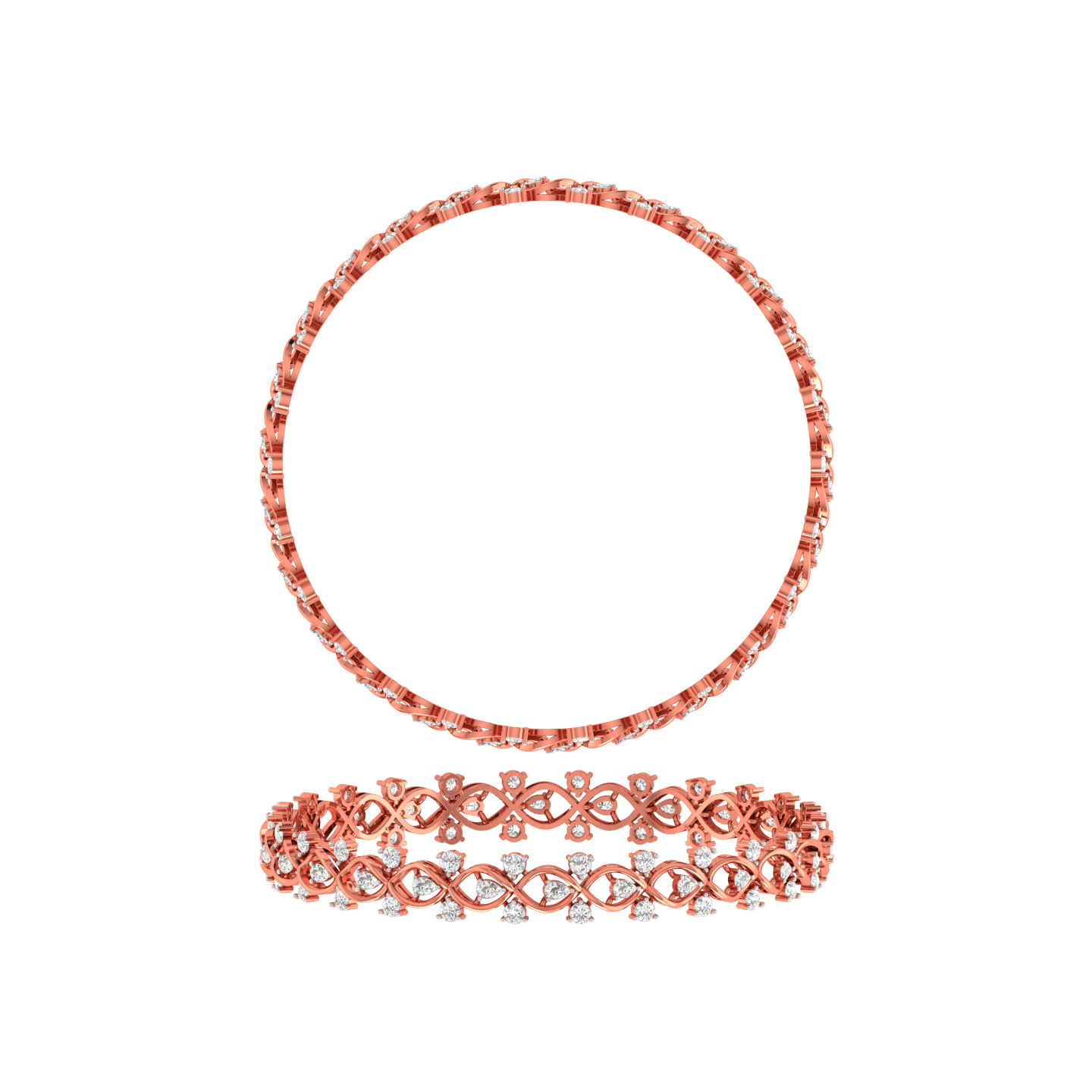 Diamond Infinity Bangle Set - Natural Diamond Gold Jewelry