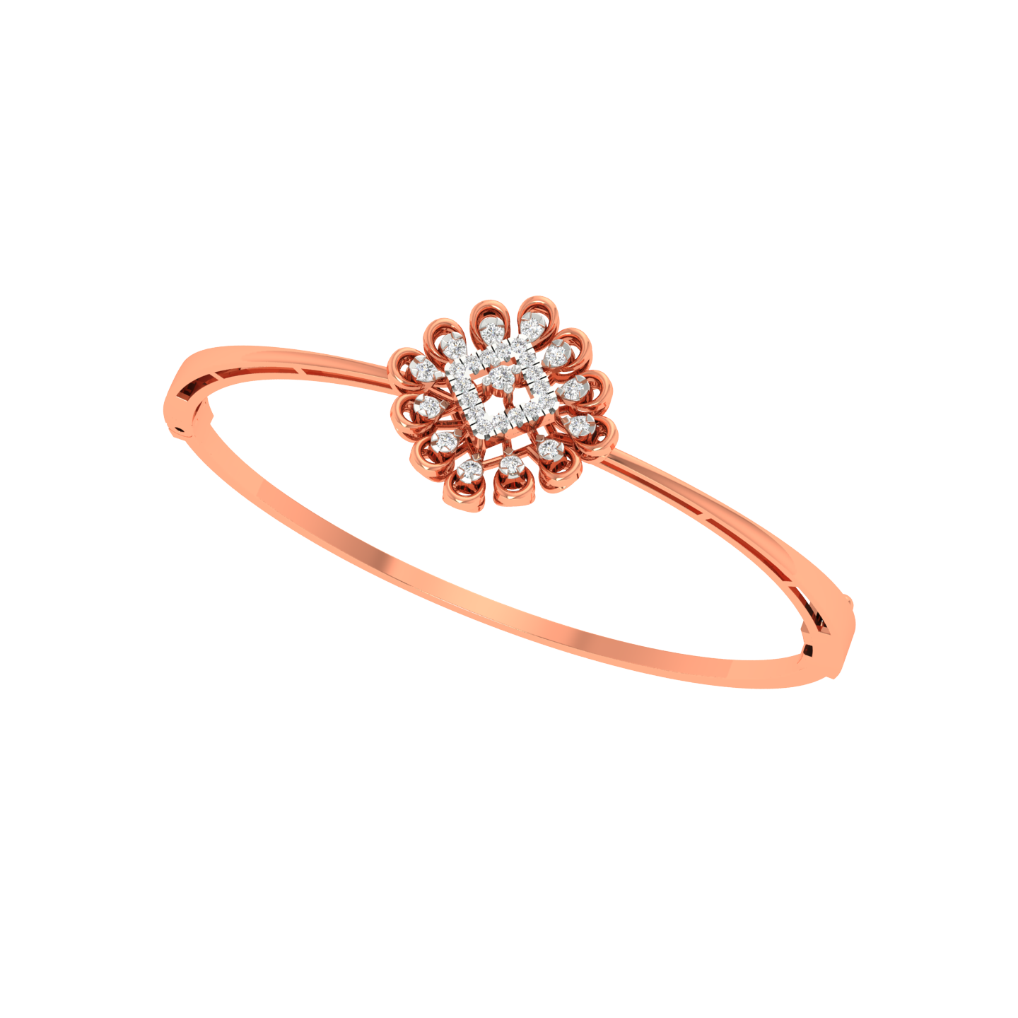 Diamond Flower Bracelet - Natural Diamond Gold Jewelry