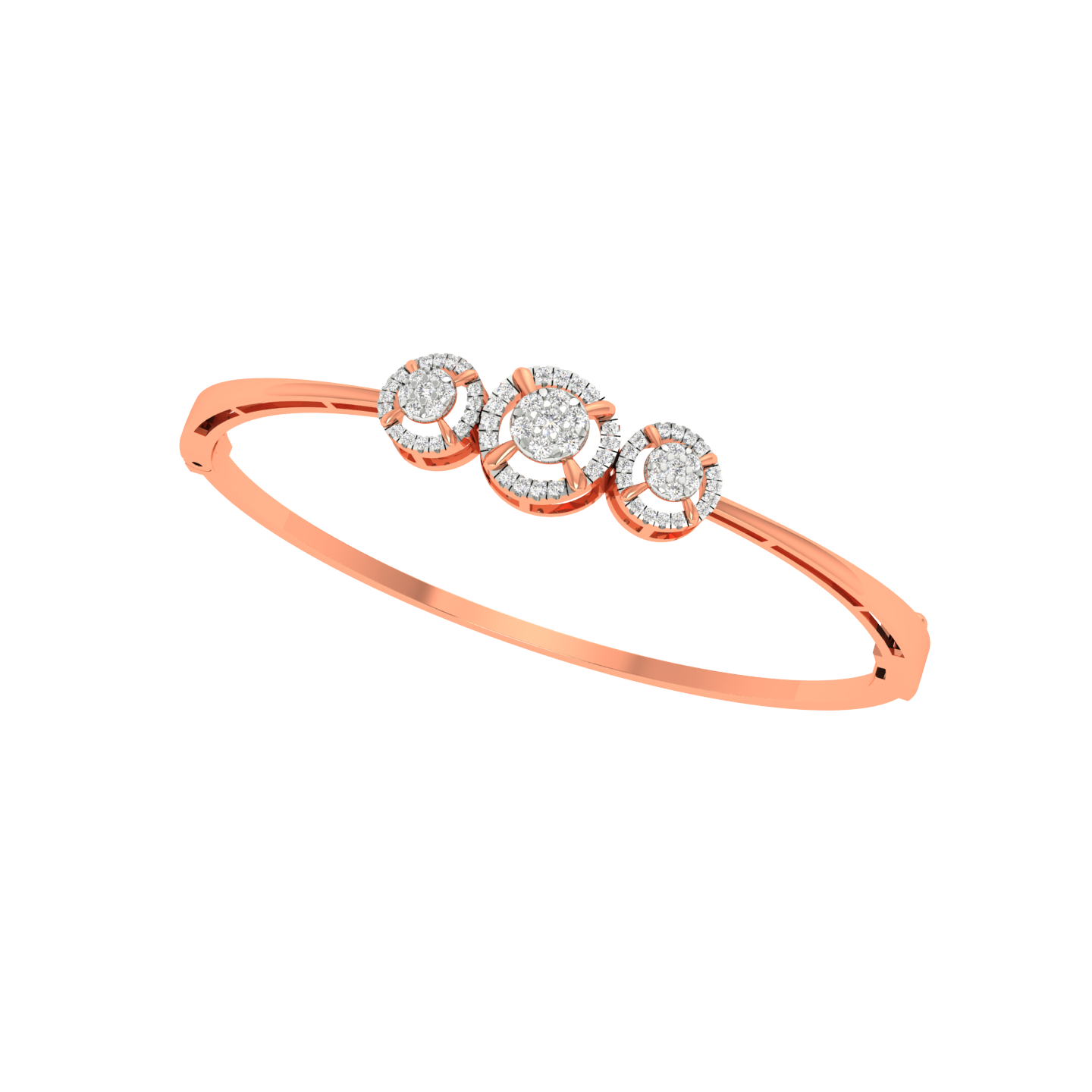 Diamond Triple Circle Bracelet - Natural Diamond Gold Jewelry