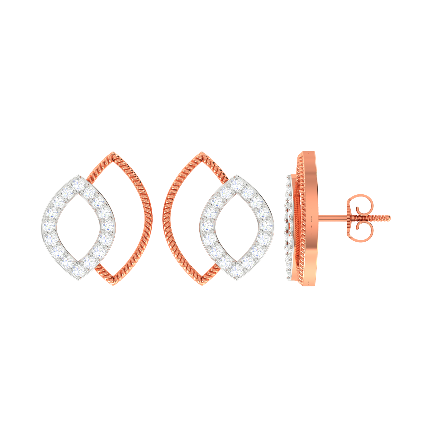 Diamond Leaf Earrings - Natural Diamond Gold Jewelry