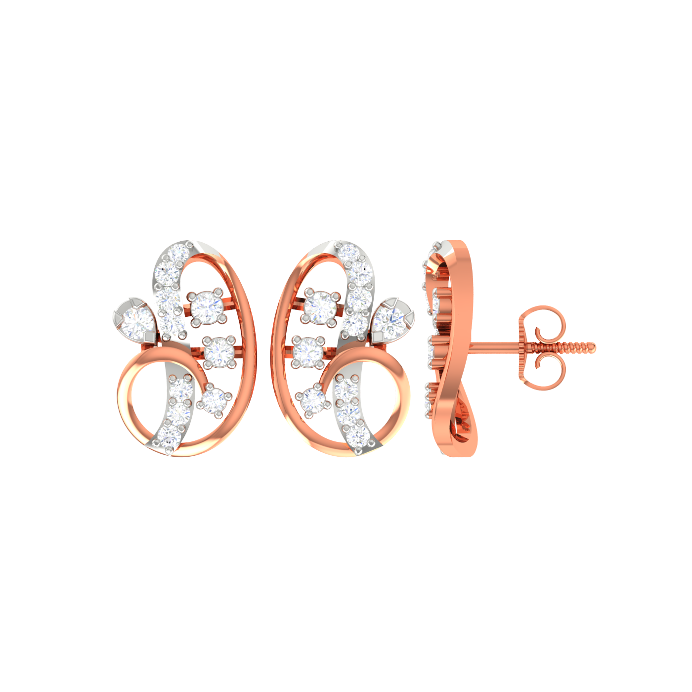 Diamond Abstract Earrings - Natural Diamond Gold Jewelry