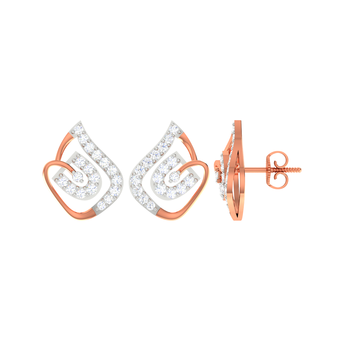 Diamond Spiral Earrings - Natural Diamond Gold Jewelry