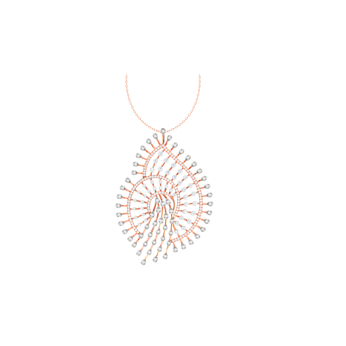 Diamond Cascade Pendant - Natural Diamond Gold Jewelry