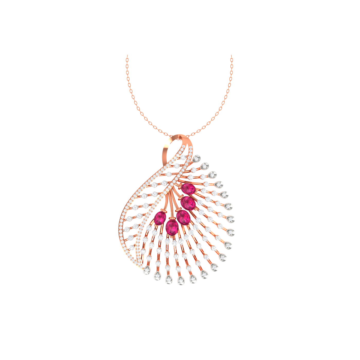 Ruby Paisley Diamond Pendant - Natural Diamond Gold Jewelry