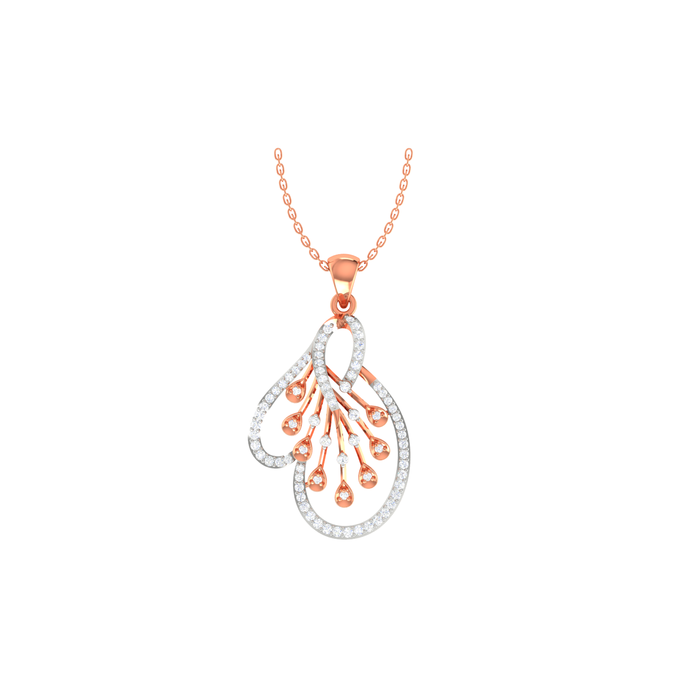 Diamond Vine Pendant - Natural Diamond Gold Jewelry