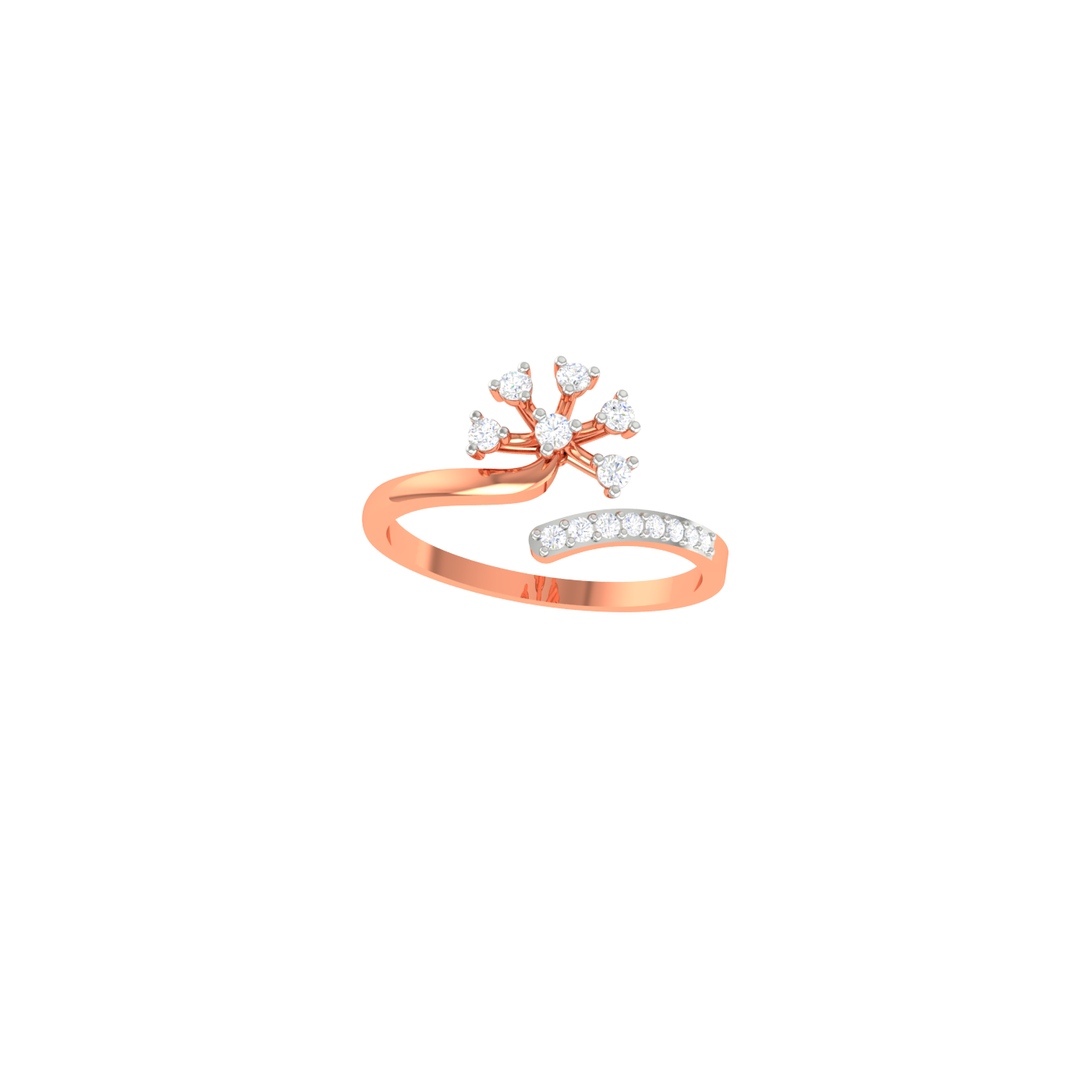 Diamond Floral Bypass Ring - Natural Diamond Gold Jewelry