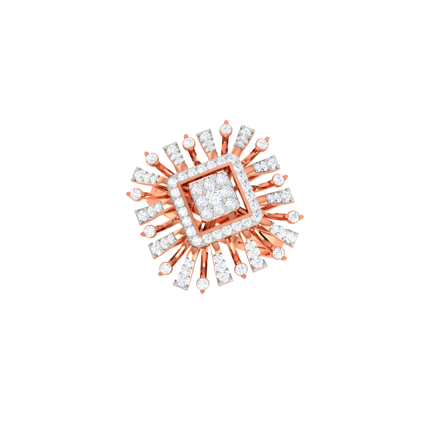 Diamond Square Starburst Ring - Natural Diamond Gold Jewelry