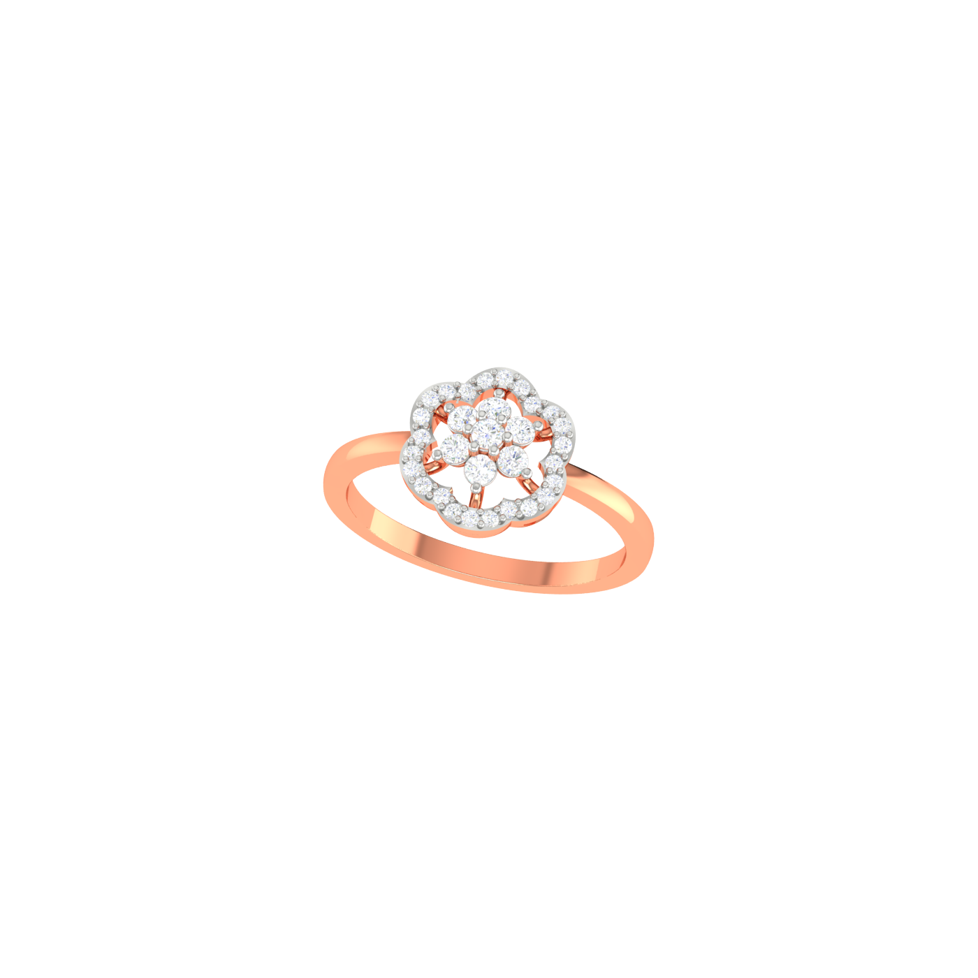 Diamond Floral Cluster Ring - Natural Diamond Gold Jewelry