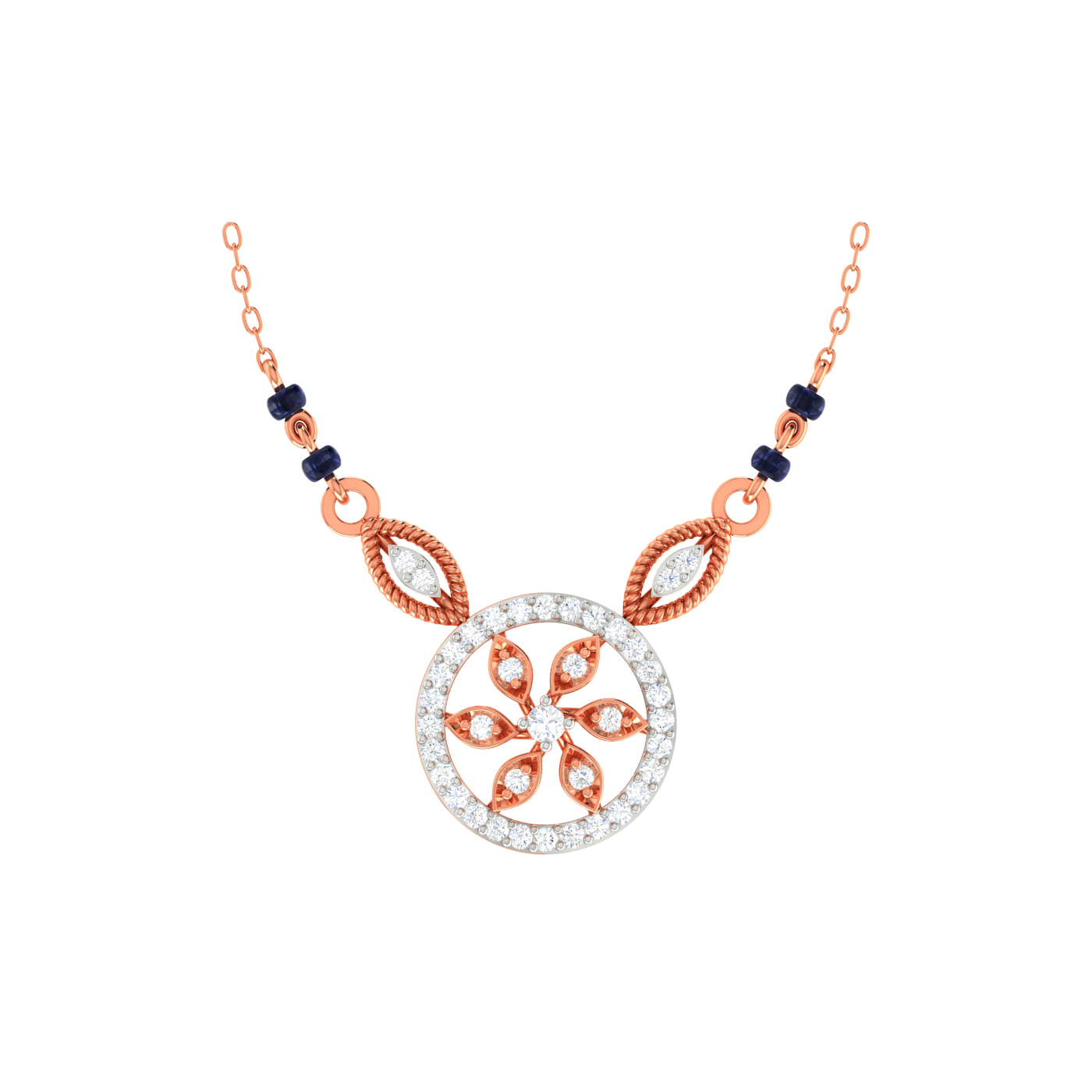 Diamond Floral Tanmaniya - Traditional Indian Diamond Necklace