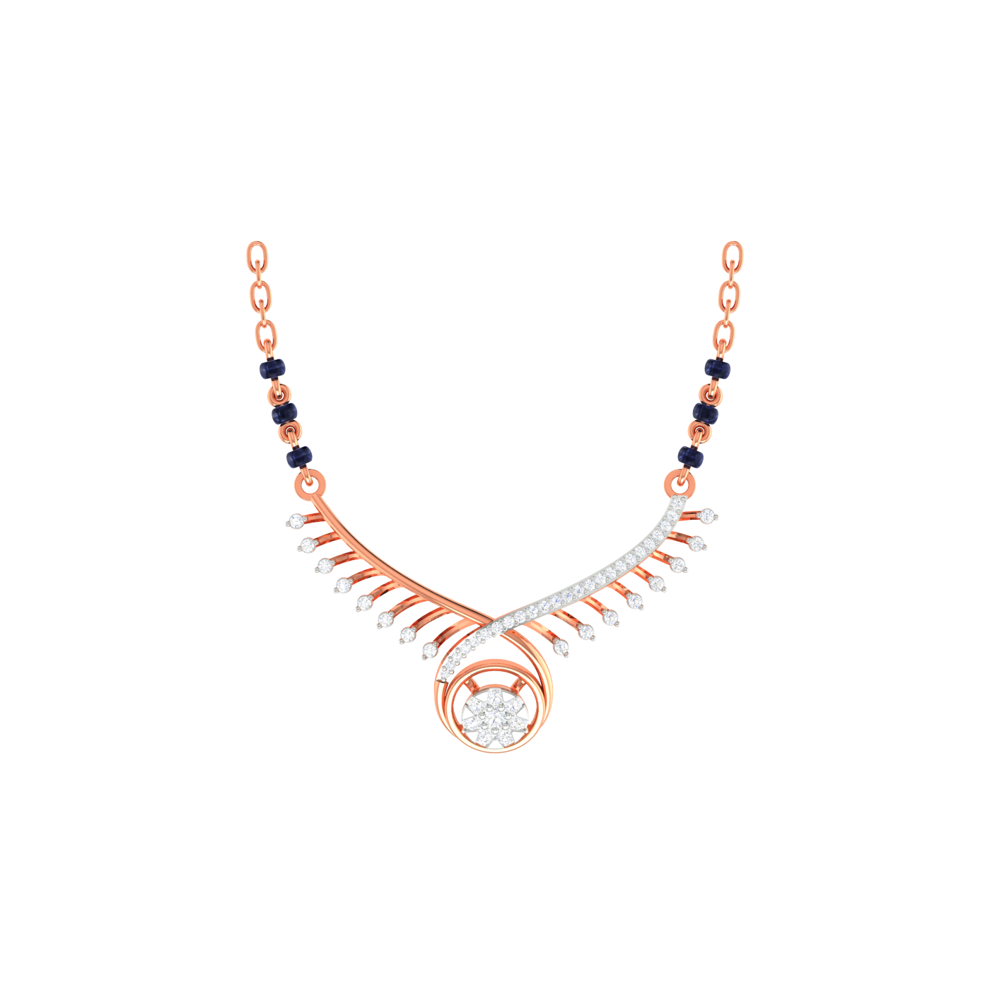 Diamond Feather Tanmaniya - Traditional Indian Diamond Necklace