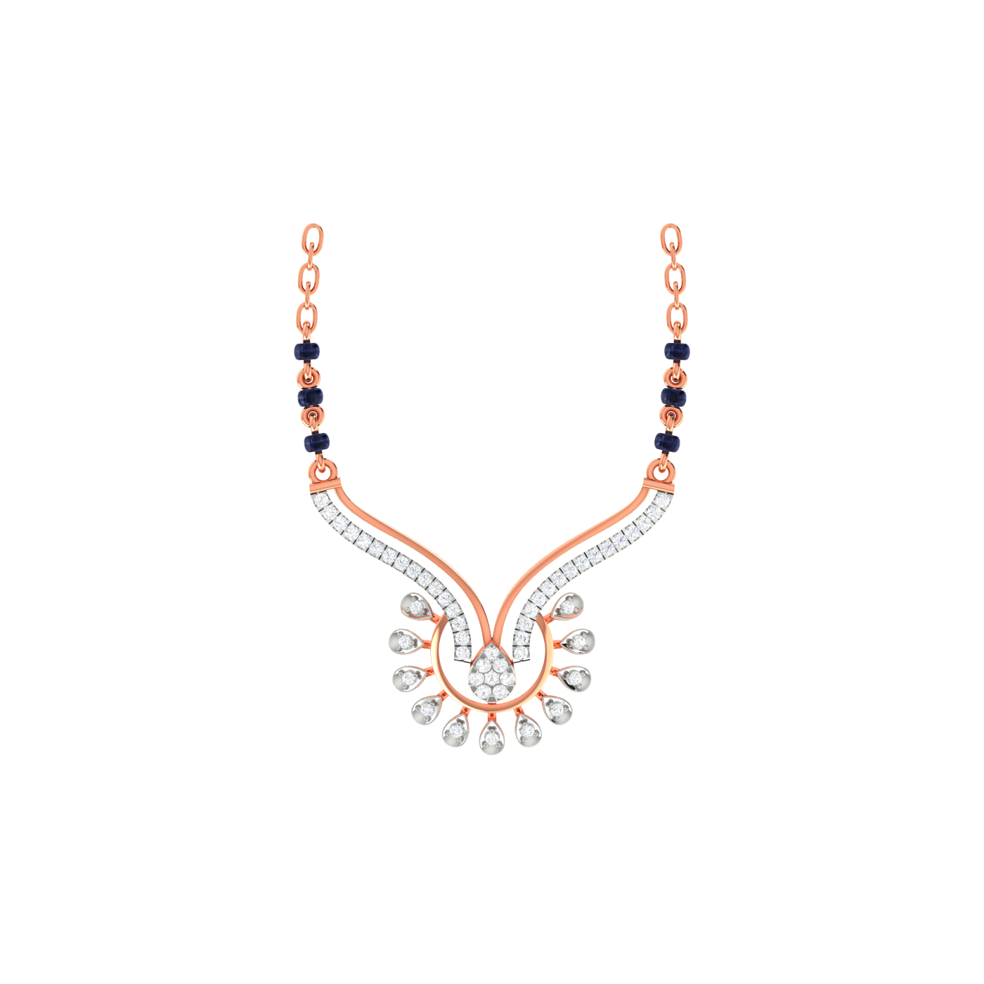 Diamond Sunburst Tanmaniya - Traditional Indian Diamond Necklace